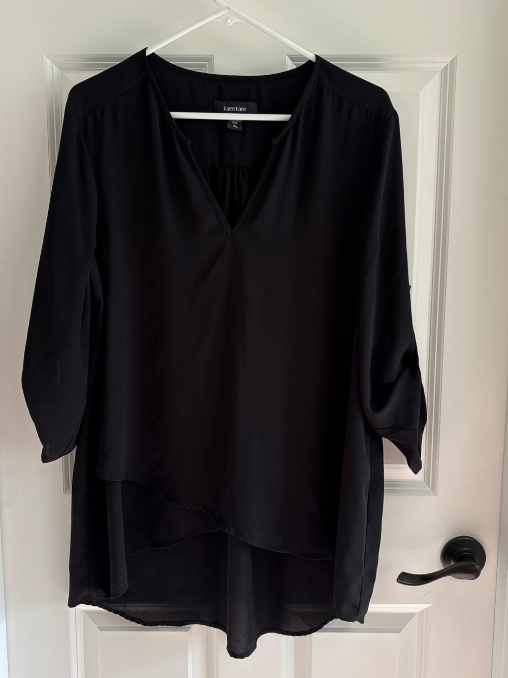 Karen Kane Black Layered V-Neck Blouse